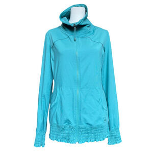 REI Womens Lightweight Full Zip Jacket Size Medium Teal Stretchy Hiking Outdoors